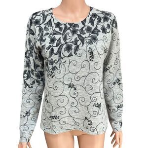 Sarah Spencer Large Angora Rabbit Hair Lambswool Blend Gray Sweater Top